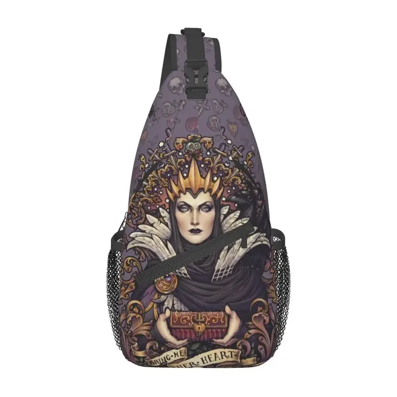 

Cool Bring Me Her Heart Sling Crossbody Backpack Men Evil Queen Halloween Witch Shoulder Chest Bag for Hiking