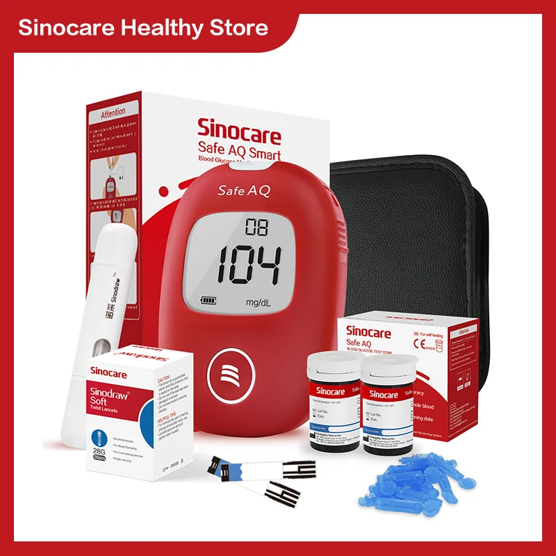 

кровь глюкометр без прокола Sinocare Safe AQ умный измеритель глюкозы в крови, комплект глюкометра и тест-полоски