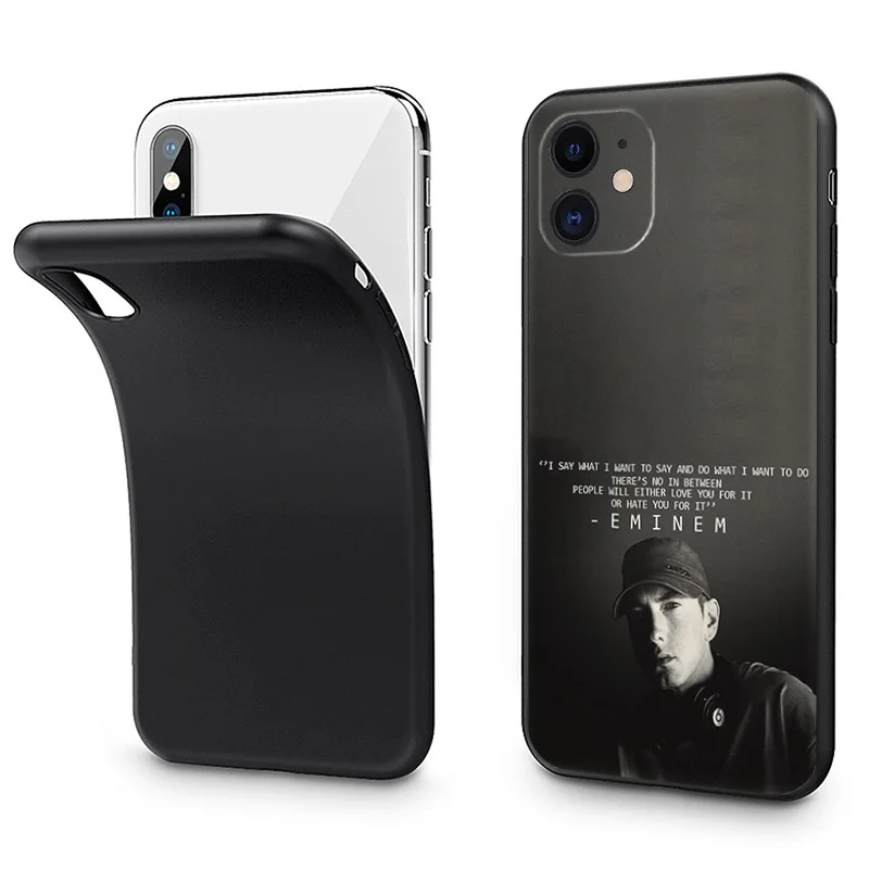 Силиконовый мягкий чехол для телефона iphone 16Plus 15 14 13 12 11 16 Pro Max Mini XR SE 7 8 Plus 15ProMax Eminem