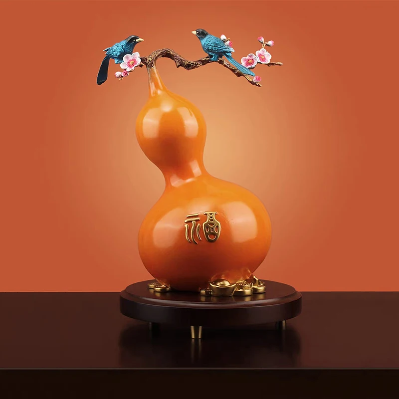 

Room Decor Magpie Gourd Ornaments Luxury Brass Artwork Living Room Office Desktop Decoration Home Crafts Creative Copper Gifts