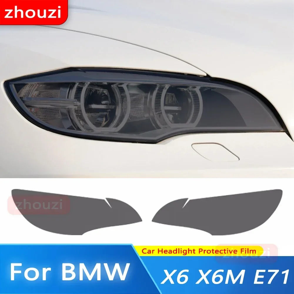 Фото Для BMW X6 M E71 2008-2014 оттенок фар автомобиля черная защитная пленка передняя фара прозрачная наклейка из ТПУ аксессуары 2 шт. №2