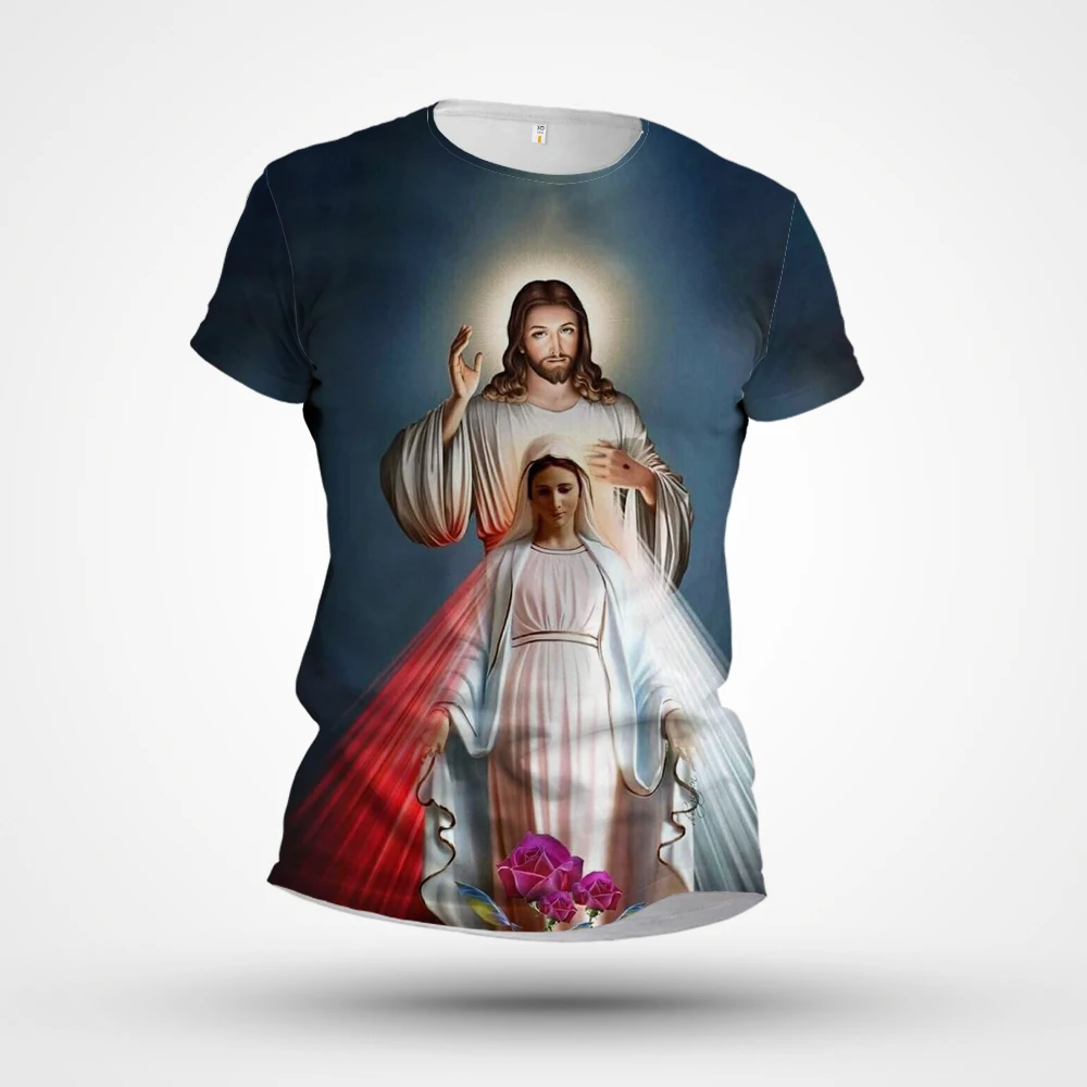 

Summer T-shirt Men's 3D Printing Religious Theme Grey Kissu T-shirt 2023 New T-shirt Short Sleeve Plus Size Clothing