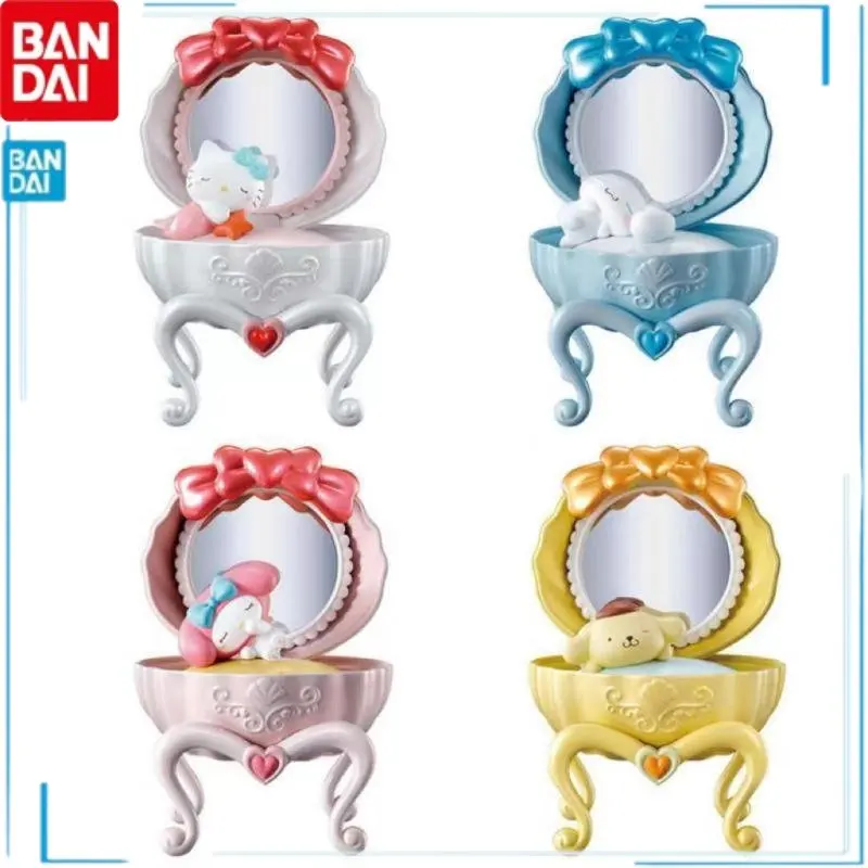 

In Shelf Japanese Anime BANDAI Anime Figures Hello Kitty Role Small Dressing Box Jewel Case HelloKitty Ornaments Kids Brinquedos