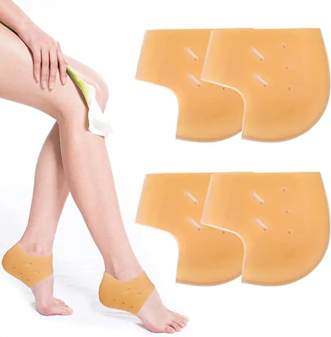 

2 Pieces Men Women Unisex Heel Protector Double Side Cushion Shock-proof Sleeves Cracked Heels Pads Foot Care Brace
