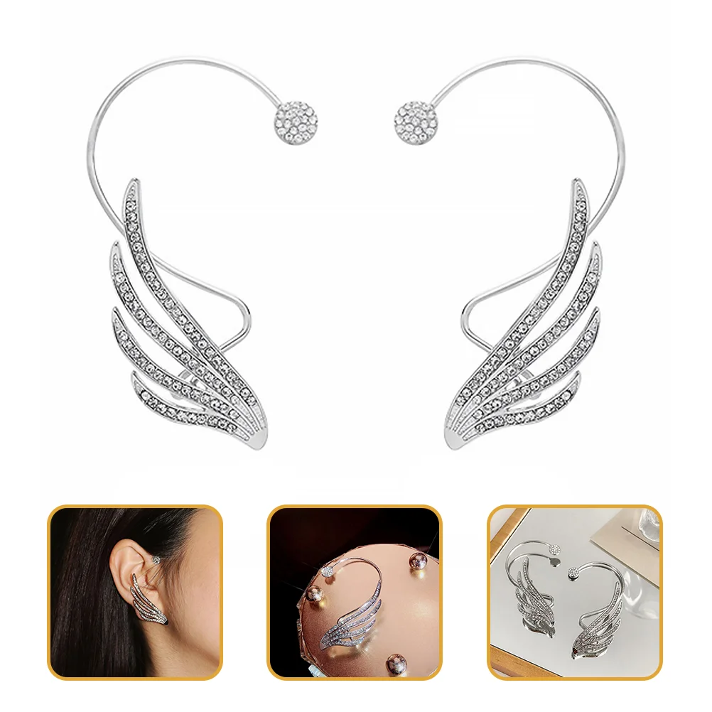 

Earhook Rhinestone Earring Jewelry Earrings Wrap Crawler Rhinestones Wings Cuffs