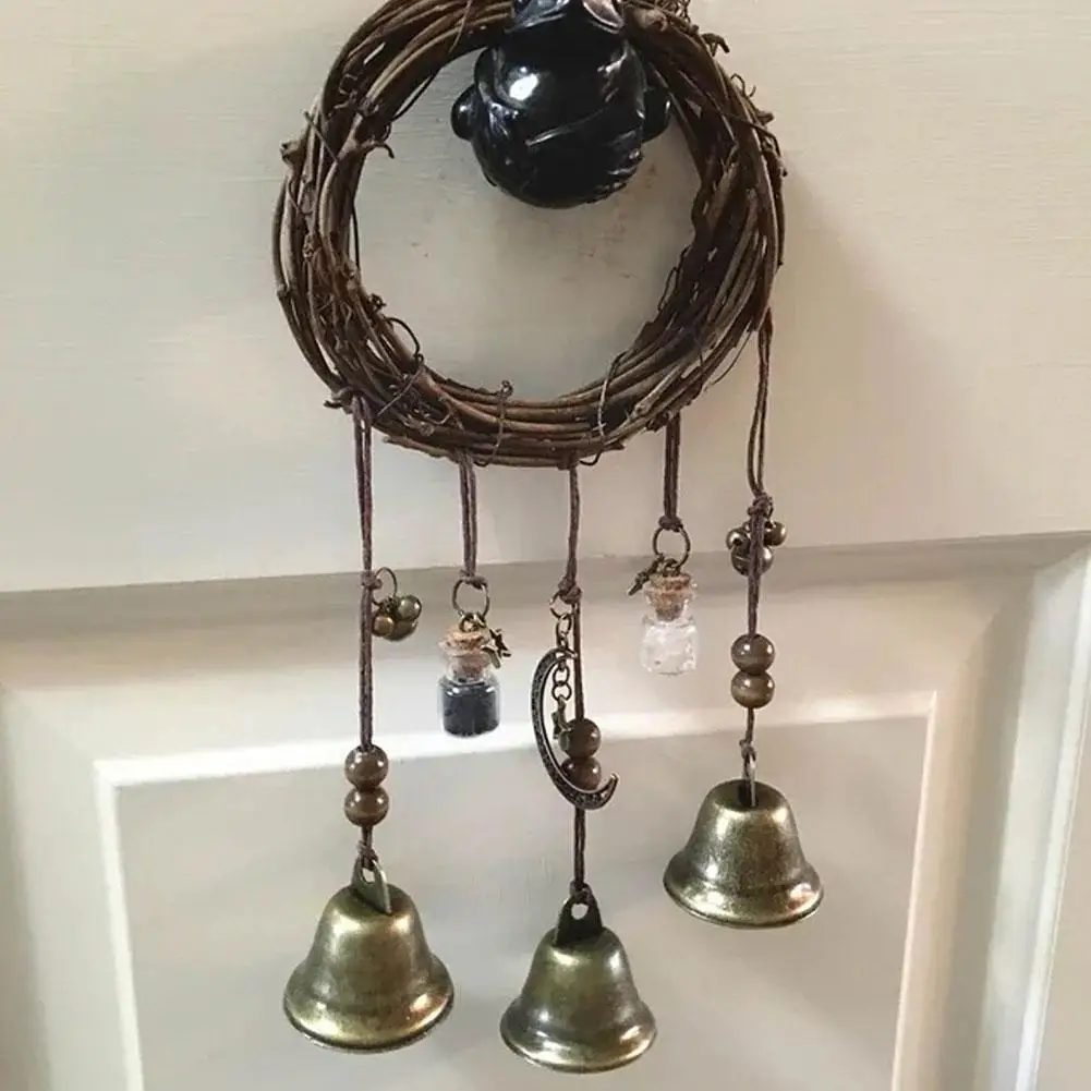 

5 Inch Witch Bells Witchy Wind Chimes Handmade Home Hanging Witch Magic Bells Wreath Decor Home Wicca Gift Craft S7c0
