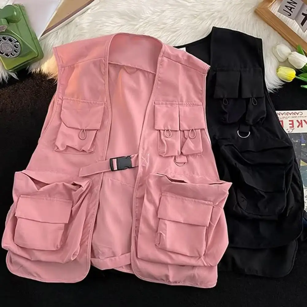 

Vests Men Multi Pockets Cargo Clothing Summer All-match Popular Handsome Japanese Thin Chic Fashion Casual Waistcoat Stylish
