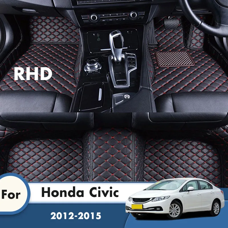 

RHD Carpets Rugs For Honda Civic 2015 2014 2013 2012 Car Floor Mats Foot Pads Custom Interior Accessories Products Foot Pedals