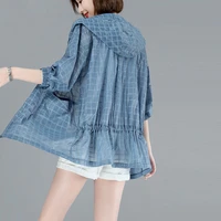 sun protection clothing womens clothing fashion korean version loose anti uv hooded jacket summer thin jacket lattice techwear