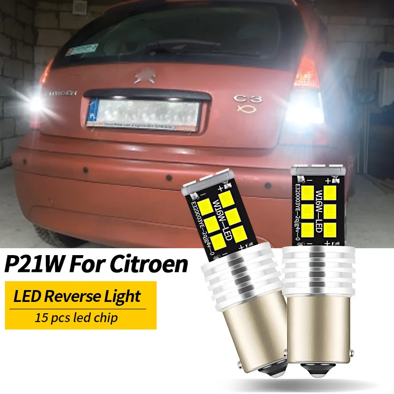 

2 шт., светодиодные лампы P21W 1156 BA15S для peugeot 206 207 208 307 308 407 408 для citroen c4 c5 c3 C4L