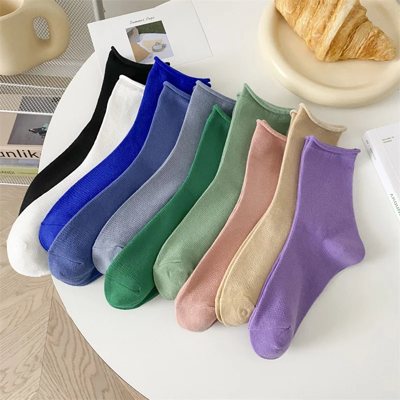 

Новинка, женские носки высокого качества, Новые однотонные удобные носки в стиле преппи в японском стиле