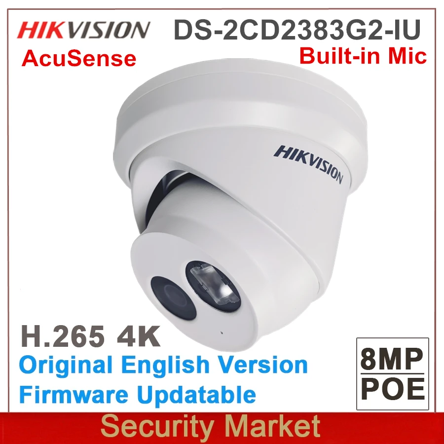 Оригинальный английский hikvision DS-2CD2383G2-IU 4K 8Mp AcuSense POE Встроенный микрофон