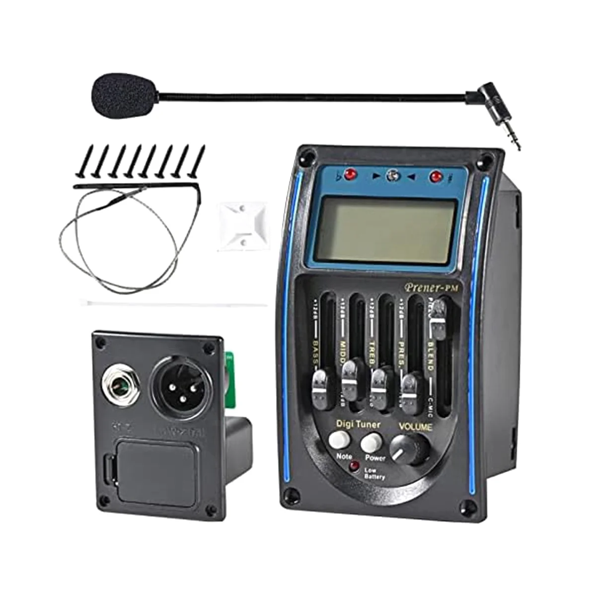 

Acoustic Guitar Pickup,5 Band EQ Equalizer Guitar Preamp Piezo Pickup Tuner with Mic LCD Display