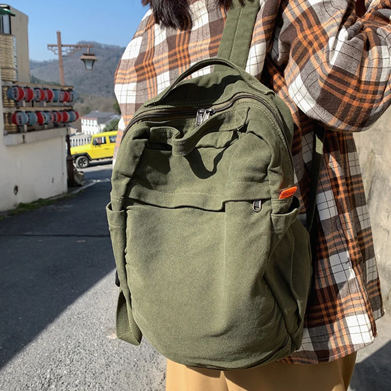 

2023 2023 New Women Backpack Canvas Rucksack Casual Solid Color Daypack Large Capacity School Bag for Unisex Book Bag