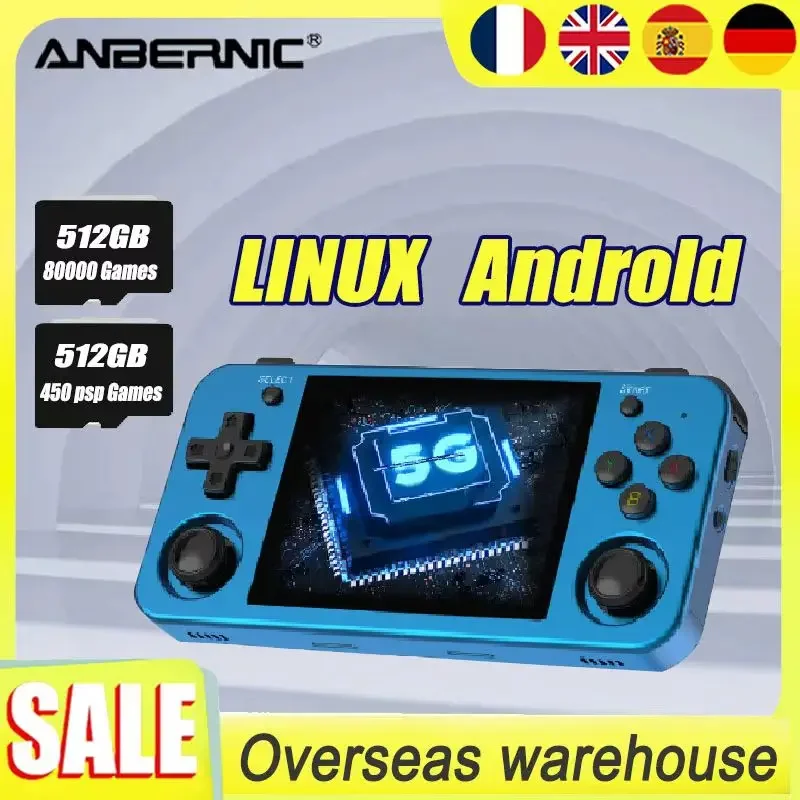 

ANBERNIC RG353M RETRO Handheld Game Console WIFI Bluetooth Android&Linux 3.5Inch IPS Multi-touch Screen 512G 80000 Games 450 PSP