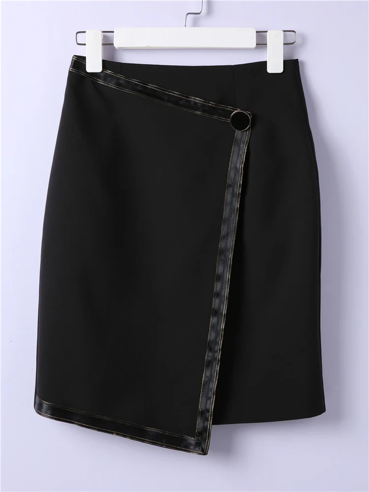 Женские асимметричные юбки с высокой талией Офисная облегающая шикарная черная