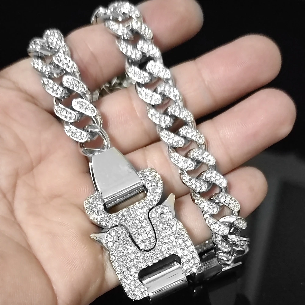 

13MM AAA Rhinestone Iced Out Miami Cuban Link Chain Necklace For Men Bracelet Set Women Chains Hip Hop Jewelry On The Neck Gift