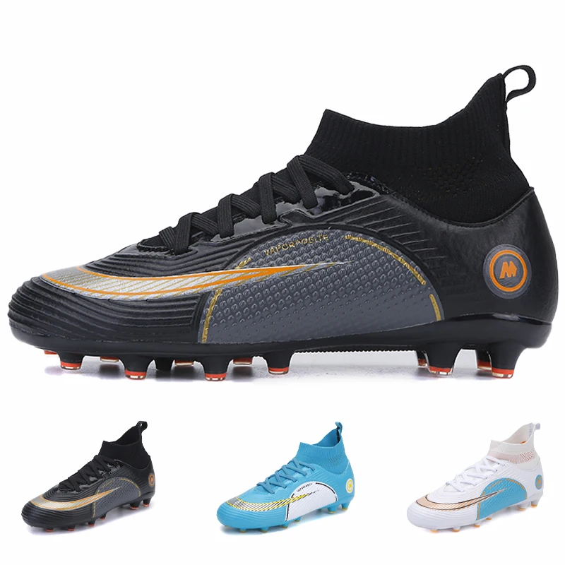 

Professional Men Boys Soccer Shoes White Black Football Boots Kids Cleats Sport Sneakers