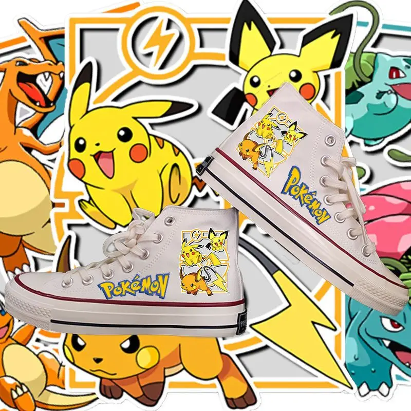 

Pokemon Genuine Co-branded Cartoon Anime Casual Fashion Trend Couple Student Canvas High-top Geng Ghost Canvas Board Shoes