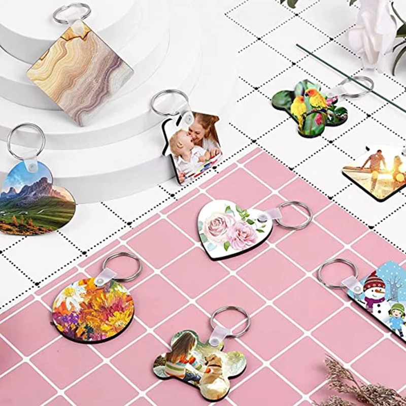

Sublimation Keychain Blanks Bulk,126Pc DIY MDF Blanks Keychain With Keyrings,Double-Sided Printed Heat Transfer Keychain