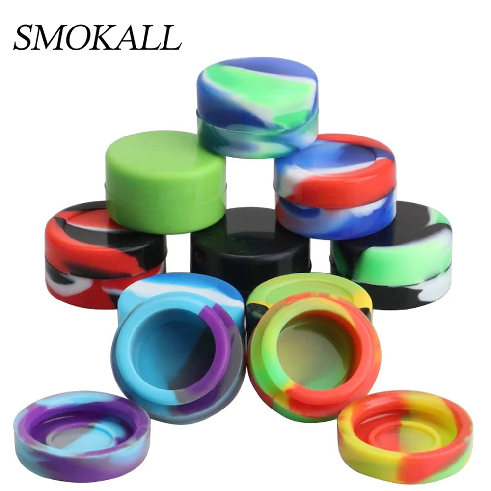 

100Pcs Shisha Container 5ml Size Silicone Jar For Oil Wax Case Dab Wax Container Herb Storage Boxes Smoking Tobacco Accessories
