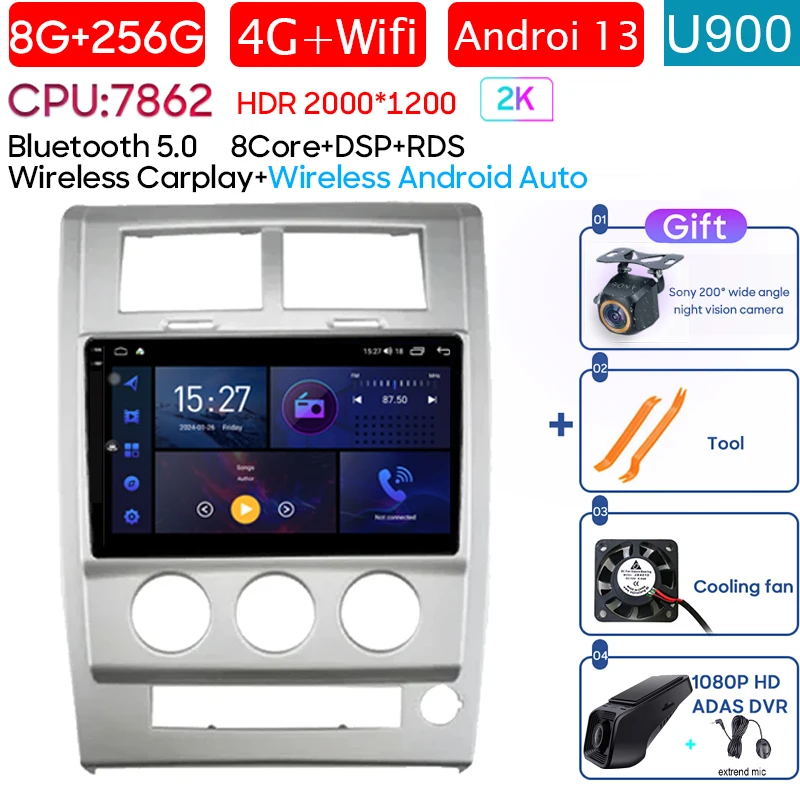 

4G для Jeep Cherokee Liberty KK 2007-2012 BT видеоплеер Android Auto GPS Cam навигация мультимедийное радио Carplay без 2din DVD