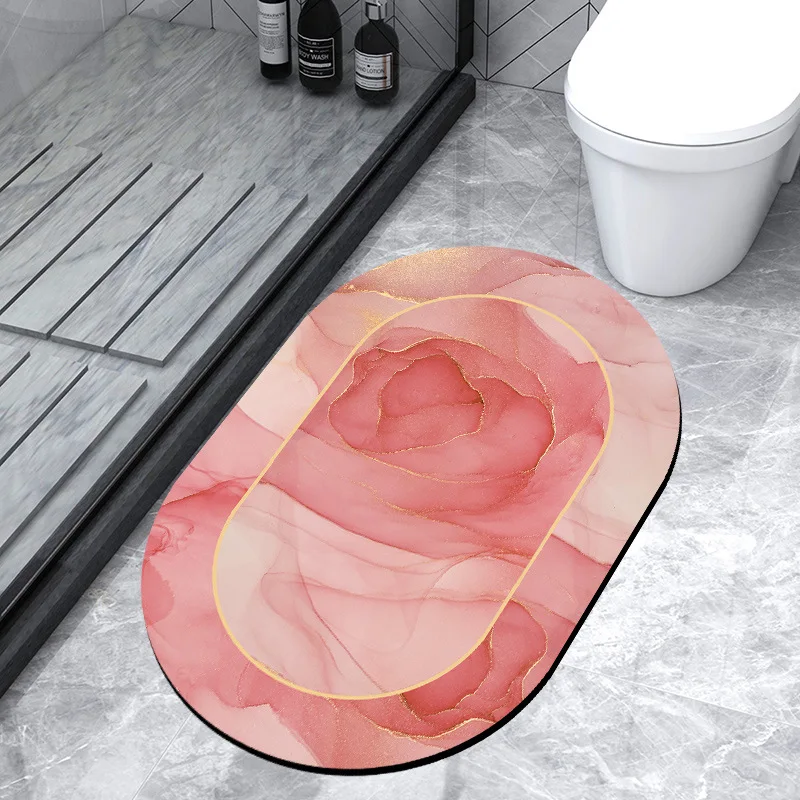 technology velvet floor mat natural rubber soft diatomite rug water absorben bath mats toilet non slip mat bathroom decoration free global shipping