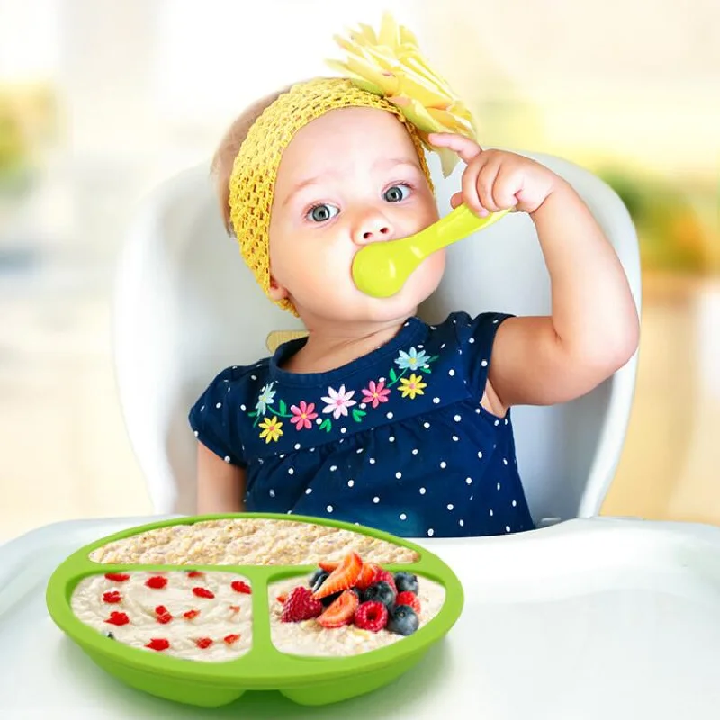 Enlarge Silicone Baby Bowl Baby Silicone Plate Tableware Food Supplement Bowl Kids Non-slip Suction Cup Tray Baby Feeding Dishes