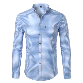 Small Plaid Button Down Shirt Men 2023 Summer New Long Sleeve Slim Fit Mens Dress Shirts Casual Checks Gingham Chemise Homme 1