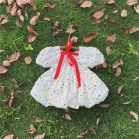 2022 new baby girl summer dress with bow loose puff sleeve girls princess dress colorful dot print girls dress baby girl clothes