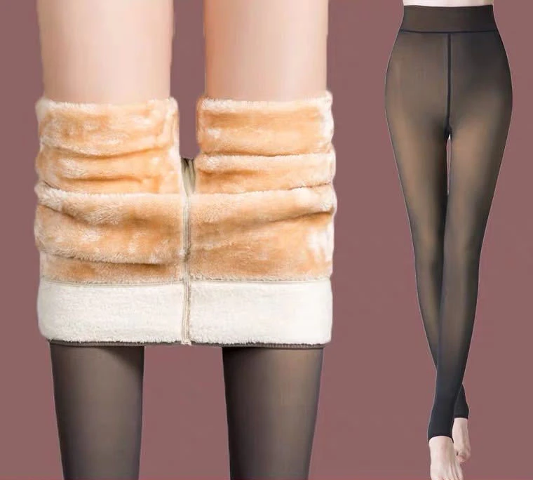 Women Winter Warm Leggings Translucent Pantyhose Fleece Tights Ladies Thermal Wool Sock Pants Elastic Sexy High Waist Stockings