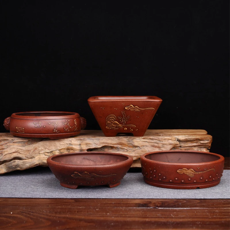 

Цветочный горшок с фиолетовым песком, античные квадратные горшки цветов, круглая зеленая плантация, столешница, ландшафт, Орхидея, декорати...