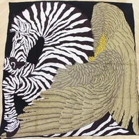 luxury 100 twill silk scarf unisex man women fashion ethnic tribal style wings zebra shawl sand wash stole 135135cm