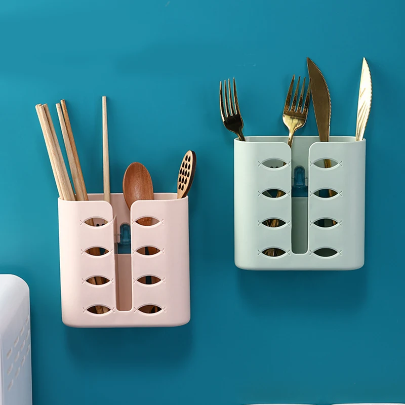 

Chopsticks Holder Wall Mounted Moisture-proof Plastic Cutlery Drying Drainer Storage Rack For Kitchen Chopstick Basket Container