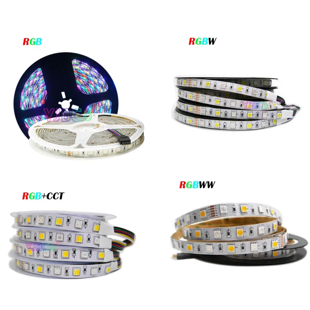 12 В постоянного тока 5 м RGB/RGBW/RGBWW/RGB+CCT светодиодная лента 60 светодиодов/м SMD 5050 RGB