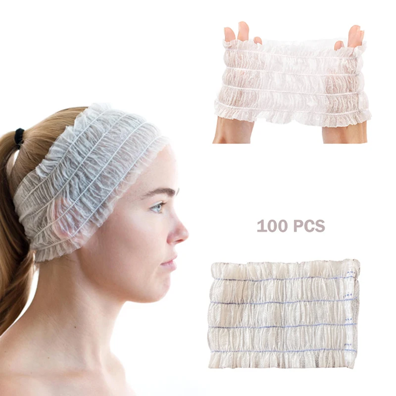 

100pcs Disposable Headbands Elastic Non-woven Grafting Eyelashes Hair Salon Bathroom Supplies Lashes Accessories