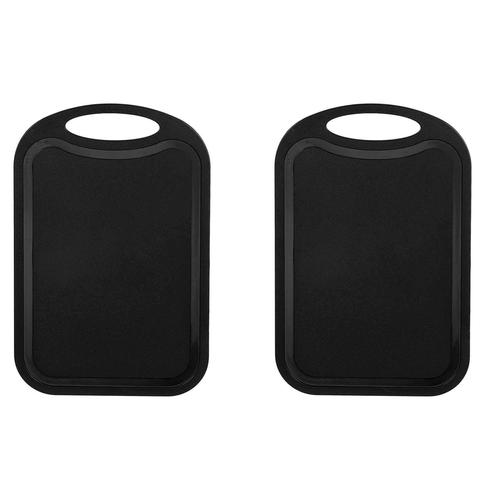 

2X Plastic Chopping Block Meat Vegetable Cutting Board Non-Slip Anti Overflow with Hang Hole Chopping Board Black