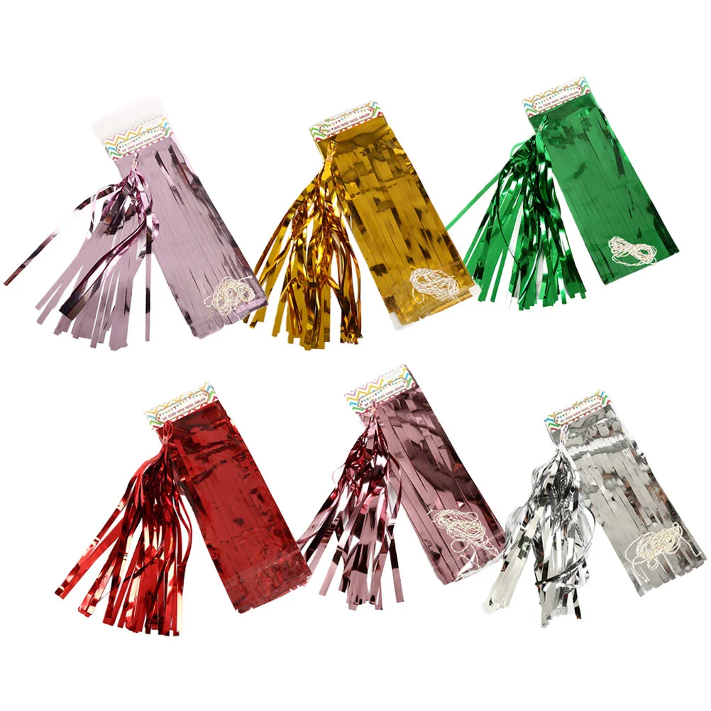 

6 PCS Christmas Decoration Decorative Ribbons Balloon Flower Garlands Rain Silk Metal Wreath Balloons Paper Tassels DIY