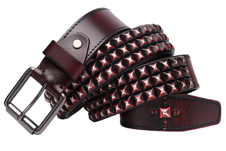 

Free Shipping,2020 new natural cow leather buckle belt.mens 100% genuine leather belts.vintage heavy Rivet belt.cool gift