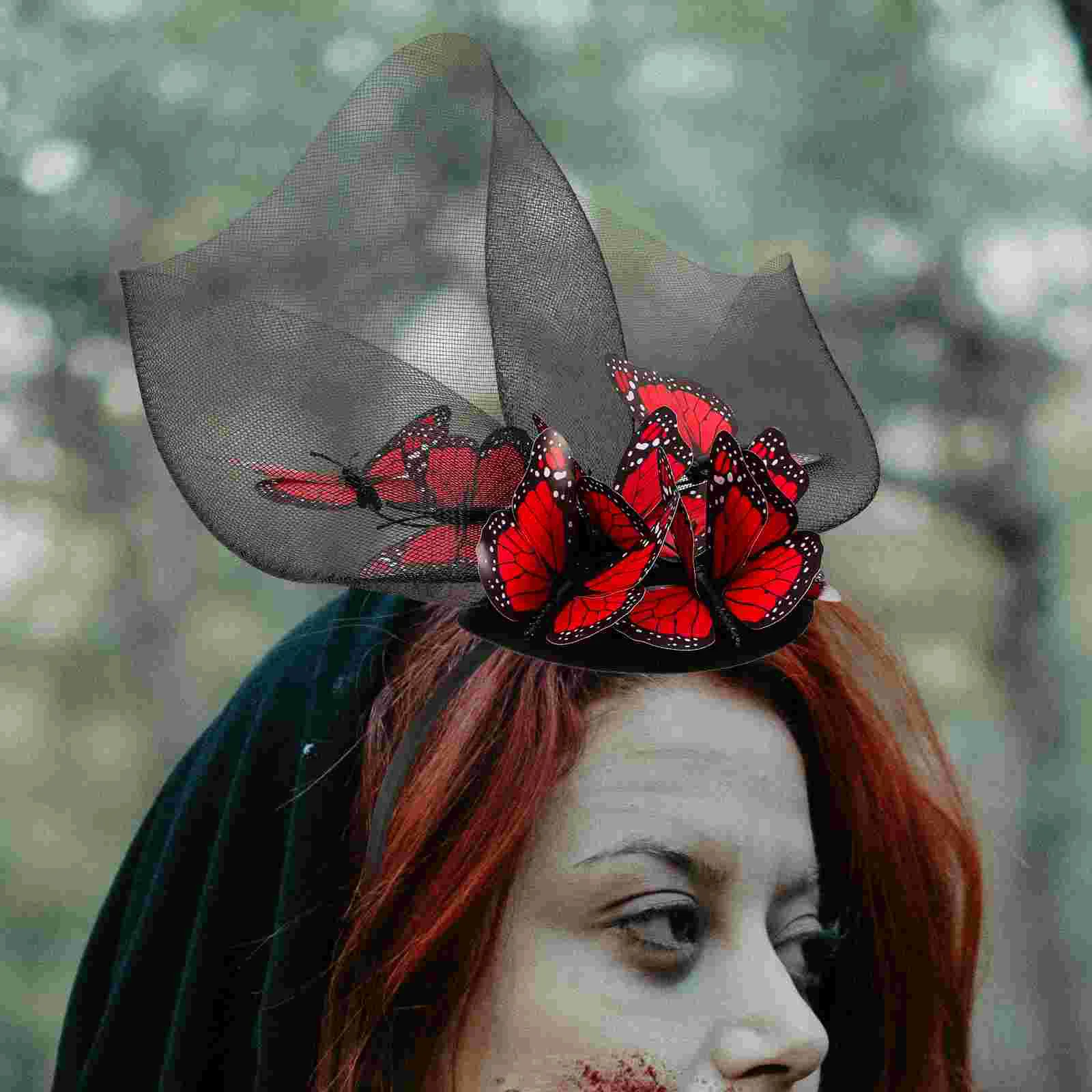 

Veil Butterfly Hair Accessories Headband Tea Party Headpiece Fascinator Hats Women