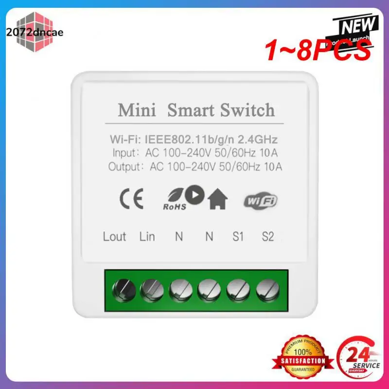 

1~8PCS Breaker Switch Module Remote Control 10a Wireless Switches Wifi Smart Switch Tuya Mini Smart Home Automation Timer