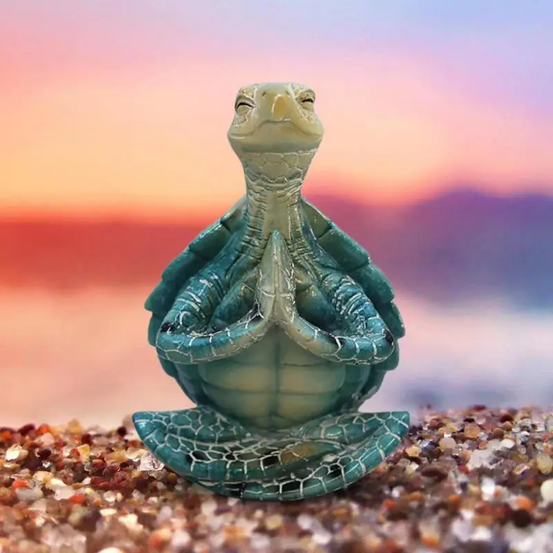 

Sea Turtle Figurine Peacefulness Meditating Sea Turtle Statue Decorations for Buddha Zen Yoga Frog Garden Statue Ornament 2023