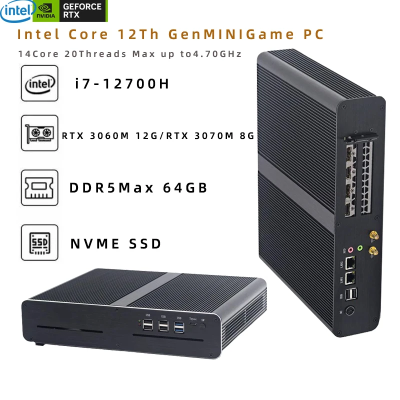 Aittact 12Th Gen Gaming Mini Pc Intel Core I7 12700H Con Nvidia Rtx 3070M 8G/Rtx 3060M 12G Windows 11 Ddr5 Ram 2 * Hdmi + 2 * Dp