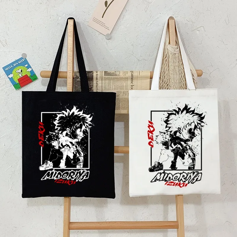

New Midoriya Izuku My Hero Academia Women Shopping Canvas Tote Bag Girl Harajuku Shoulder Bag Female Ulzzang Teacher Sac Gift