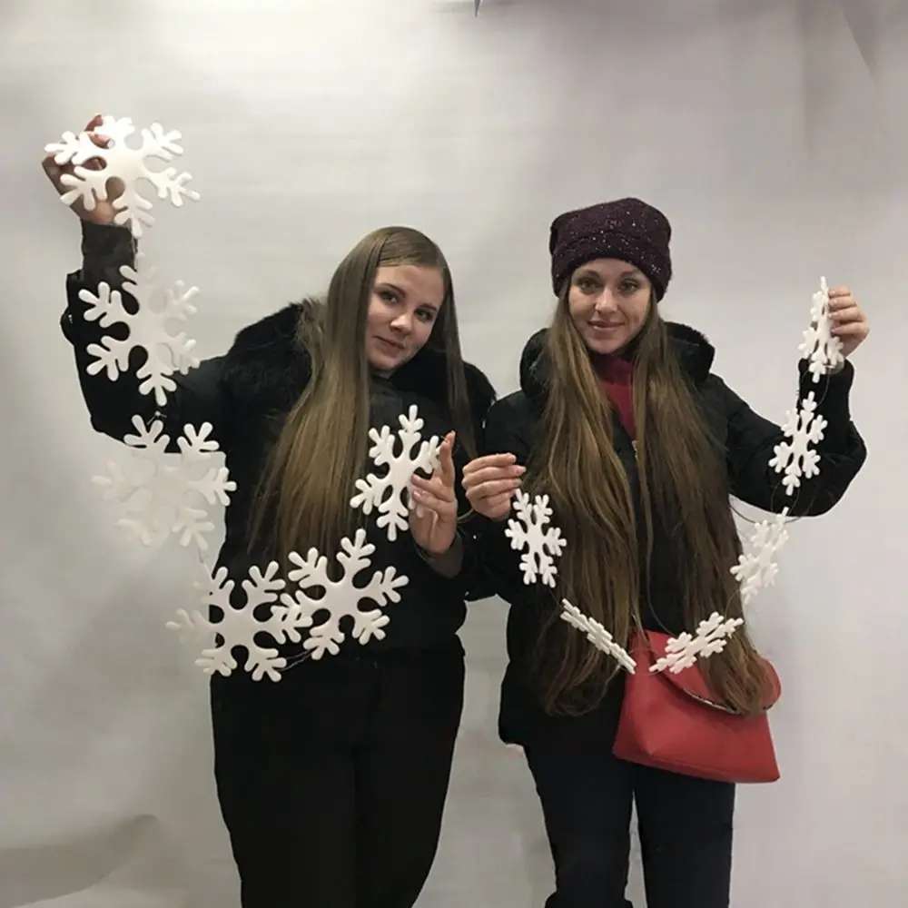 Декоративные белые пенопластовые снежинки 6 шт