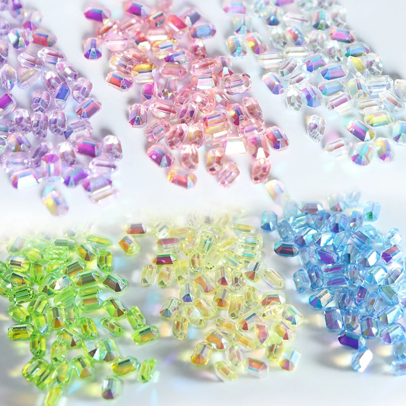 

50pcs Ice Sugar Cube Nail Rhinestones Exquisite Ornaments Jelly Square Crystal Stones Diamonds Nails Accessories Decoracion Uñas