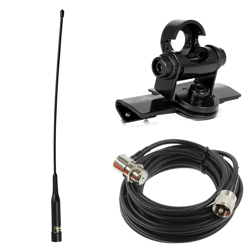 

NL-R2 antenna with black RB-400 Mount Bracket and 5M RG58 Extension Cable For Car Radio Kenwood Yaesu ICOM