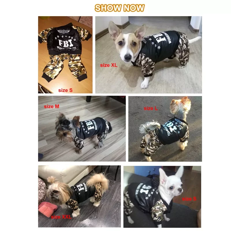 

2023NEW Cool FBI Pet Dog Clothes Overall Thickening Dog Puppy Jumpsuit Costume Warm Winter Clothing For Boy Dogs Ropa Para Perro
