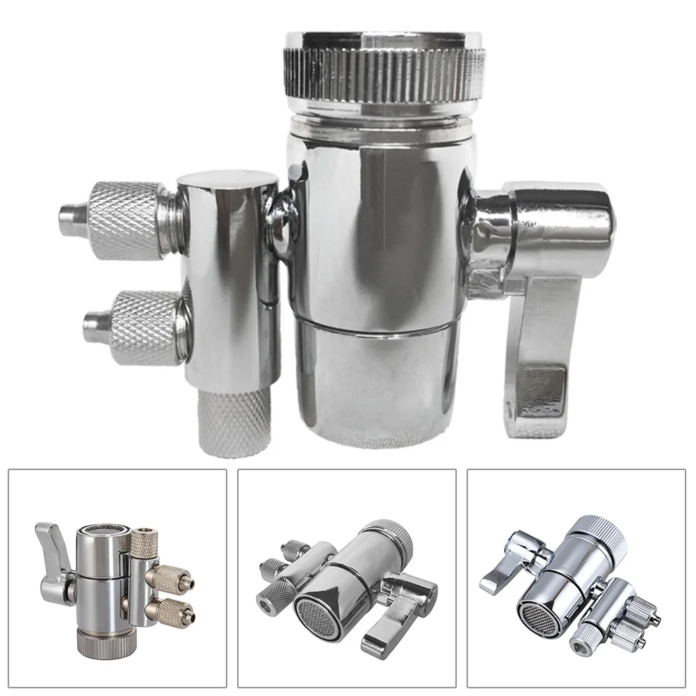 

1pc Diverter Valve 2Way Faucet Adapter M22 For Water Filter Purifiers 1/4" Tubing Chrome Silver Metal Home Improvement Accessory
