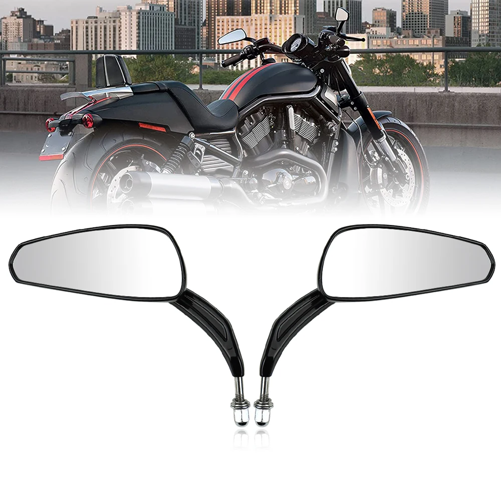 

Мотоциклетное черное/хромированное боковое зеркало в форме слезы для Road King Street Electra Glide Road Glide Dyna Softail заднего вида 1982-2020